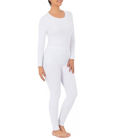 Women's Micro Waffle Premium Thermal Set White $13.49 Underwear