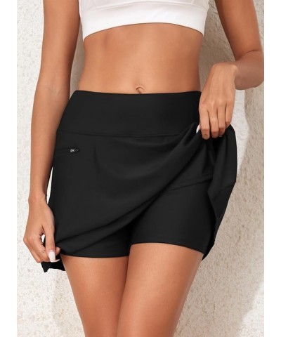 Women's 3" High Waisted Swim Skirt with Zipper Pockets Tummy Control Side Split Bathing Suit Swimsuit Tankini Bottoms Black $...