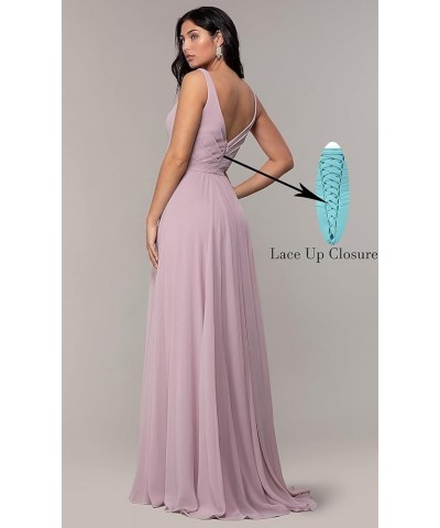 Women's V Neck Chiffon Bridesmaid Dresses for Women with Slit A Line Long Formal Evening Gown Lilac $25.85 Dresses