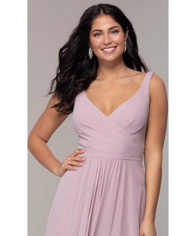 Women's V Neck Chiffon Bridesmaid Dresses for Women with Slit A Line Long Formal Evening Gown Lilac $25.85 Dresses