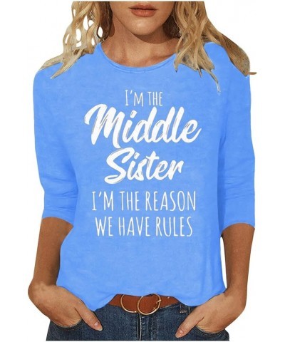 I'm The Youngest/Middle/Oldest Sister Matching Shirts Womens Funny Family Pullover Tops 3/4 Sleeve Sister Shirt Gifts A-light...