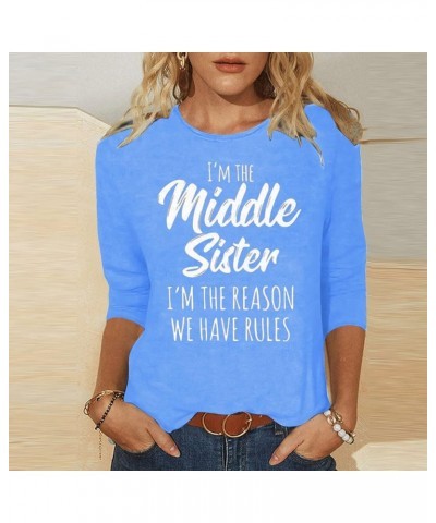 I'm The Youngest/Middle/Oldest Sister Matching Shirts Womens Funny Family Pullover Tops 3/4 Sleeve Sister Shirt Gifts A-light...