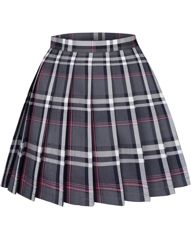 Women's High Waist Pleated Cosplay Cheer Skirt Mini School Tennis Skirts Thanksgiving Day Christmas Skirt Plaid 33 $10.25 Skirts