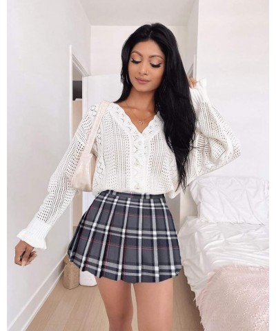 Women's High Waist Pleated Cosplay Cheer Skirt Mini School Tennis Skirts Thanksgiving Day Christmas Skirt Plaid 33 $10.25 Skirts