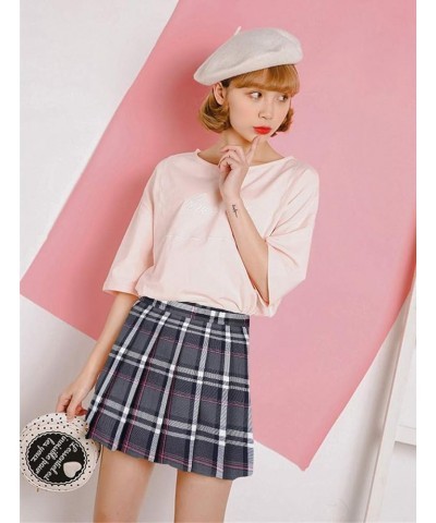 Women's High Waist Pleated Cosplay Cheer Skirt Mini School Tennis Skirts Thanksgiving Day Christmas Skirt Plaid 33 $10.25 Skirts