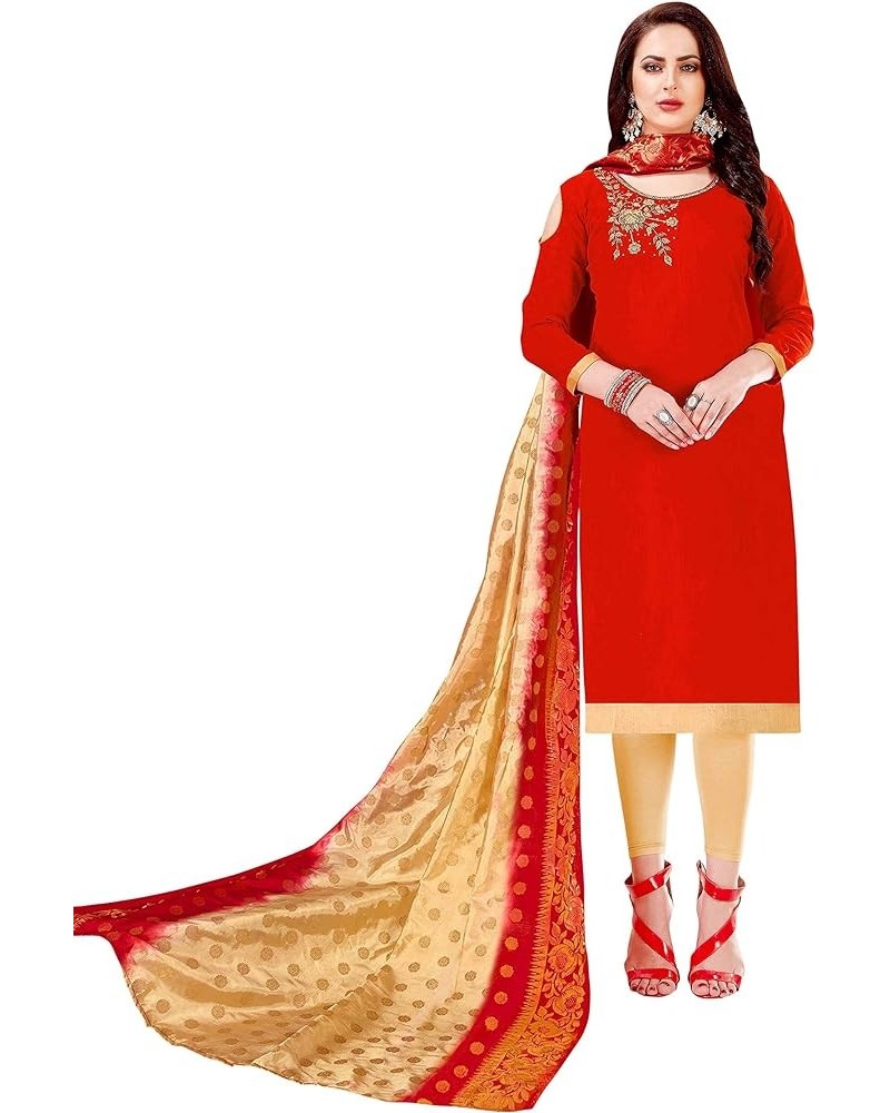 Launched Readymade Indian Ethnic Churidar Designer Multi Color Embroidery Salwar Suit for Women Red116 $27.81 Suits