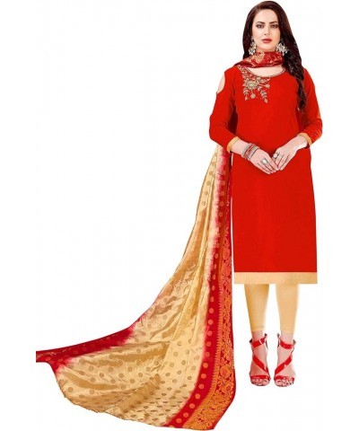 Launched Readymade Indian Ethnic Churidar Designer Multi Color Embroidery Salwar Suit for Women Red116 $27.81 Suits