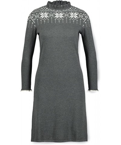 Womens' Cable Sweater Dress with Elbow Patches Charcoal Fairisle $32.42 Sweaters