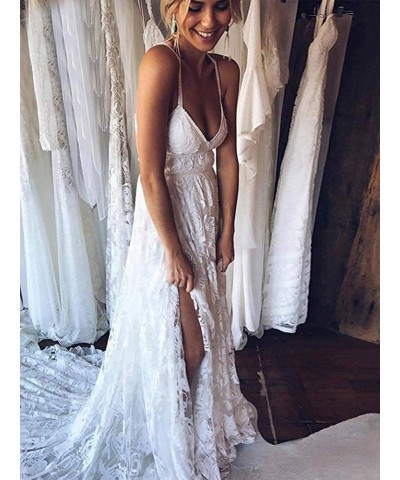 Women's V Neck Wedding Dresses Mermaid Lace Applique Bridal Gown Wz15-white $37.51 Dresses