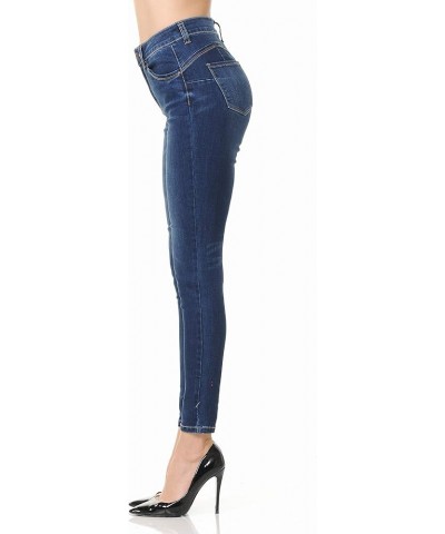 Jean Denim Women's Juniors Push-Up High-Rise Skinny Jean in Fine Cotton Denim Dark Denim $15.68 Jeans