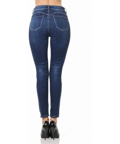 Jean Denim Women's Juniors Push-Up High-Rise Skinny Jean in Fine Cotton Denim Dark Denim $15.68 Jeans