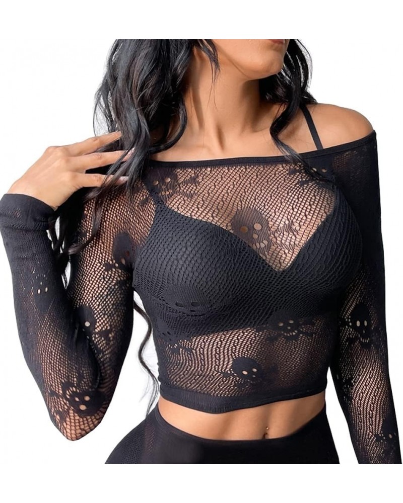 Women Sexy Lingerie Fishnet Top Exotic Beach Cover Up Black $8.69 Swimsuits