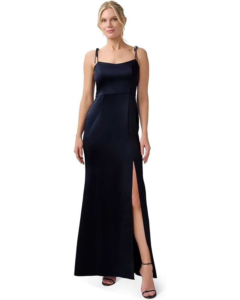 Women's Satin Crepe Gown Dark Navy $57.59 Dresses