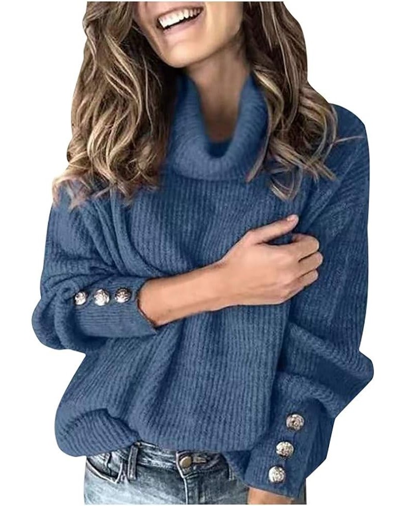 Knit Sweater for Women Blouses for Women Women's Long Sleeve Casual Trendy Oversized Turtleneck Knit Pullover Sweater Tops 01...