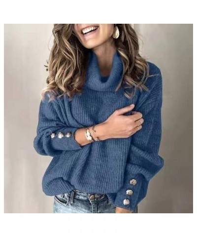 Knit Sweater for Women Blouses for Women Women's Long Sleeve Casual Trendy Oversized Turtleneck Knit Pullover Sweater Tops 01...