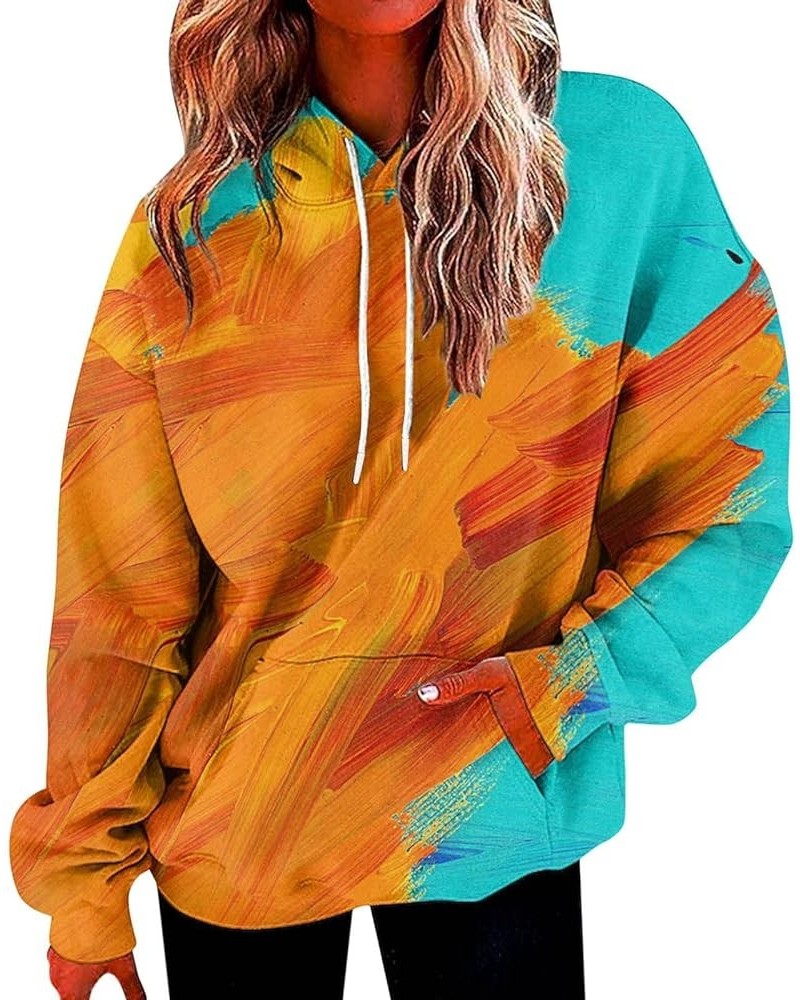 Hoodies for Women Cute Tie Dye Print Casual Long Sleeve Oversized Hooded Sweatshirt Lightweight Pullover Tops Y2k Streetwear ...