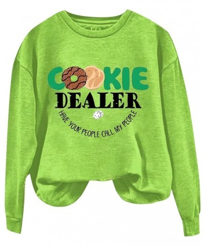 COOKIE MOM Sweatshirt for Women Crewneck Plus Size Long Sleeve Pullover Funny Cookie Printed Casual Mom Top A4-mint Green $11...