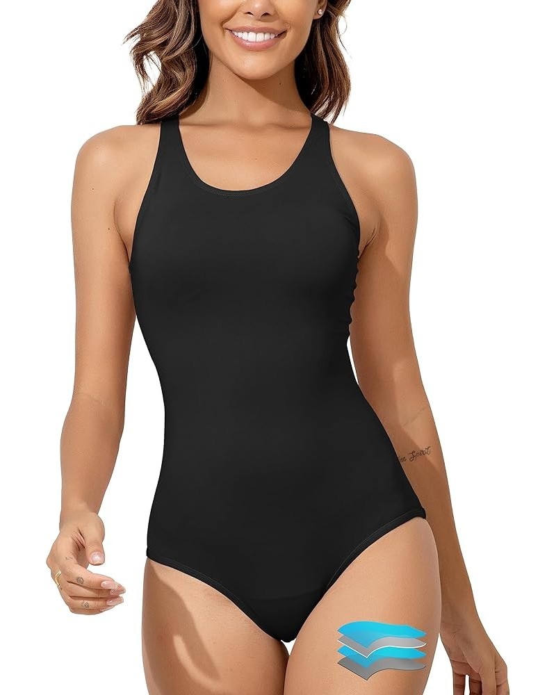 Period Swimwear Women's One Piece Leak Proof Menstrual Bathing Suit Racerback Training Swimsuit for Teens Girls Black $22.56 ...