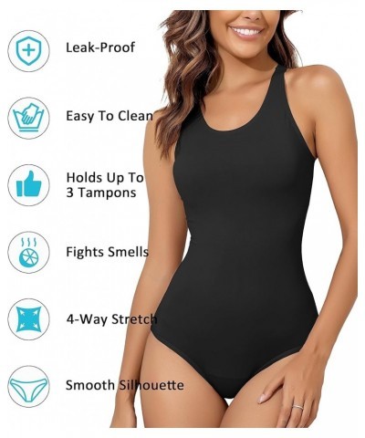 Period Swimwear Women's One Piece Leak Proof Menstrual Bathing Suit Racerback Training Swimsuit for Teens Girls Black $22.56 ...