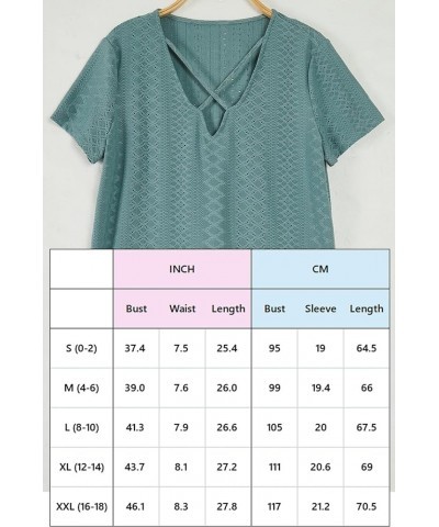 Womens T Shirts 2024 Summer Tops Loose Short Sleeve Tee Casual Basic V Neck Tunics Low Cut Sexy Criss Cross Cute T Eyelet Bla...