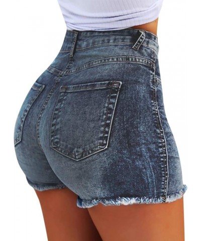 Women's High Waisted Denim Shorts Summer Casual Fashion Skinny Flower Bud Button Denim Shorts Best Denim Jeans (006)ablue $7....