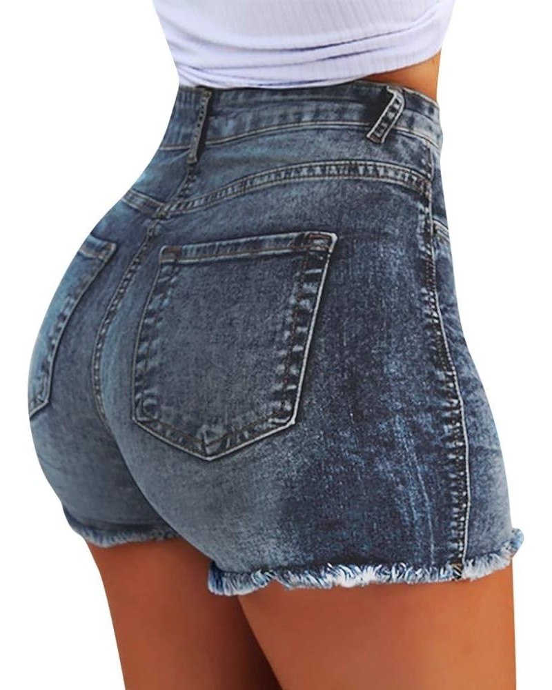 Women's High Waisted Denim Shorts Summer Casual Fashion Skinny Flower Bud Button Denim Shorts Best Denim Jeans (006)ablue $7....