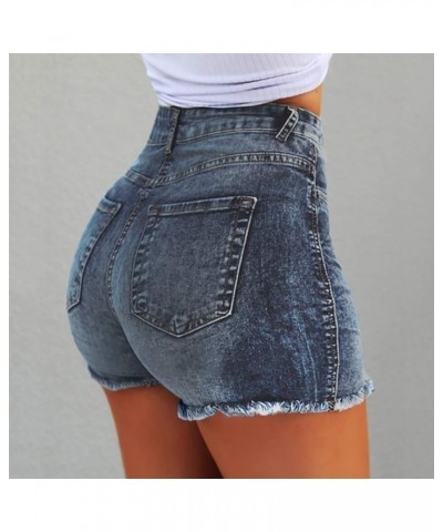 Women's High Waisted Denim Shorts Summer Casual Fashion Skinny Flower Bud Button Denim Shorts Best Denim Jeans (006)ablue $7....