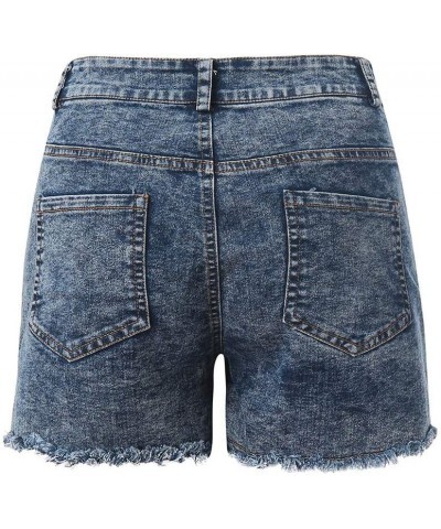 Women's High Waisted Denim Shorts Summer Casual Fashion Skinny Flower Bud Button Denim Shorts Best Denim Jeans (006)ablue $7....