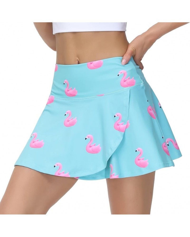 Millie Rose Tennis Skirts - Cute Golf Skort - High Waisted Pickleball Skirt with Undershorts and Ball Pocket Pink Flamingo $3...