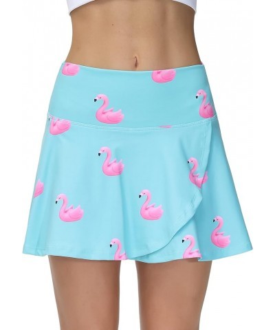 Millie Rose Tennis Skirts - Cute Golf Skort - High Waisted Pickleball Skirt with Undershorts and Ball Pocket Pink Flamingo $3...