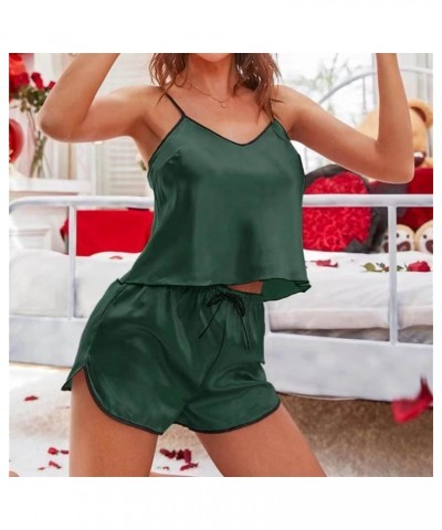 Pajama Cami Shorts Sets for Women Pjs Lounge Sets Comfortable Nightwear Sexy Floral Lace Lingerie Sleepwear 05-green $6.35 Sl...