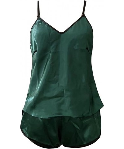 Pajama Cami Shorts Sets for Women Pjs Lounge Sets Comfortable Nightwear Sexy Floral Lace Lingerie Sleepwear 05-green $6.35 Sl...