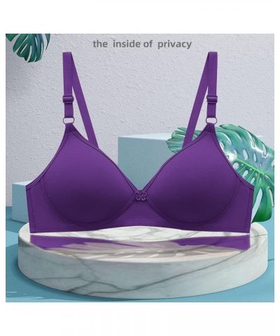 Womens Sports Bras Plus Size Comfortable Bras (2PC) Wire Free Underwear Bra Lightly Bra, Full-Coverage Stretch Bra Purple-4 $...