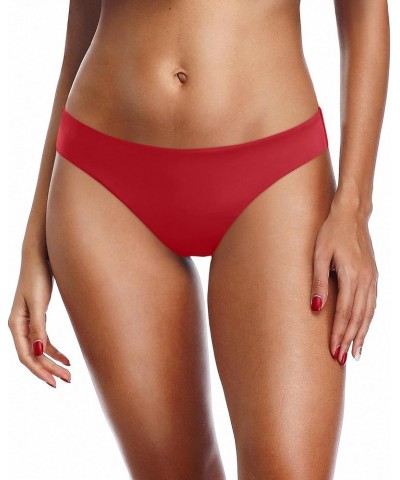 Women Cheeky Reversible Bikini Bottoms Low Waist Swim Bathing Suit Bottom Mid Rise Sexy Maternity Swimsuit Red & Pink $8.83 S...