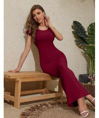 Women Short Sleeve Bodycon Midi Dress Casual Crew Neck or Off The Shoulder Elegant Formal Dress Jr $14.86 Dresses