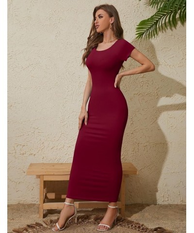 Women Short Sleeve Bodycon Midi Dress Casual Crew Neck or Off The Shoulder Elegant Formal Dress Jr $14.86 Dresses