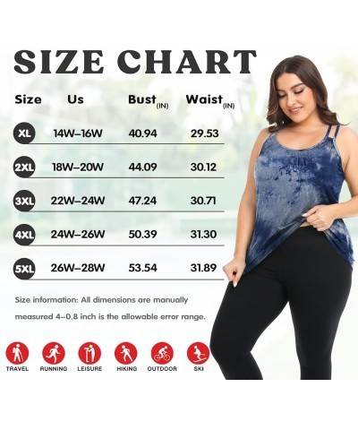 Plus Size Workout Tank Tops Loose fit Racerback Sleeveless Shirts Gym Running Yoga Clothes for Women 1_navy Tie $13.99 Active...