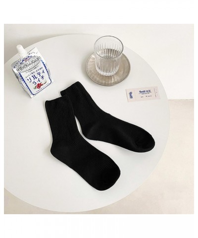 4 pairs Women's Fashion Crew Socks, Athletic Aesthetic Socks Neutral Soft Cotton for Women Granola Girls Clothes Black $8.69 ...