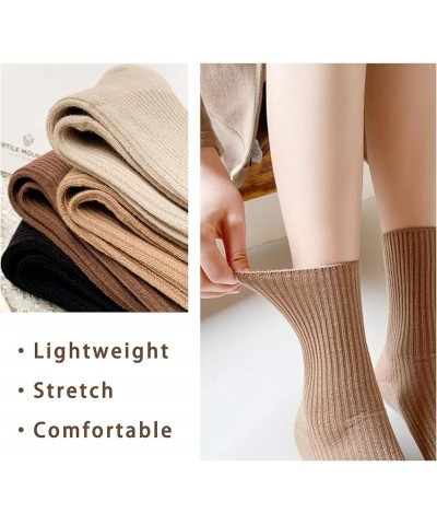 4 pairs Women's Fashion Crew Socks, Athletic Aesthetic Socks Neutral Soft Cotton for Women Granola Girls Clothes Black $8.69 ...