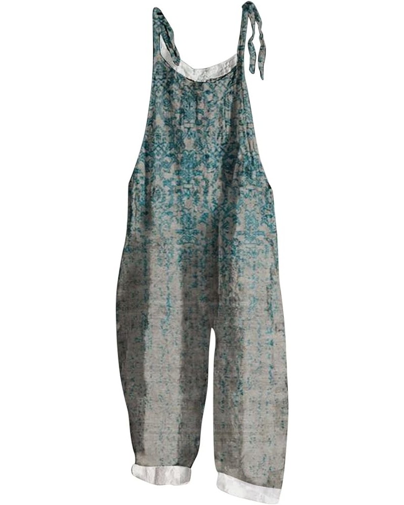 Overalls for Women Loose Fit Bohemian Baggy Stretchy Jumpsuits Rompers Floral Print Sleeveless Wide Leg Jumpsuits B04-grey $6...