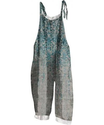 Overalls for Women Loose Fit Bohemian Baggy Stretchy Jumpsuits Rompers Floral Print Sleeveless Wide Leg Jumpsuits B04-grey $6...