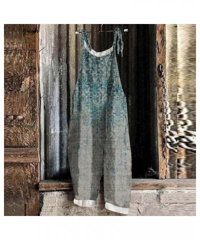 Overalls for Women Loose Fit Bohemian Baggy Stretchy Jumpsuits Rompers Floral Print Sleeveless Wide Leg Jumpsuits B04-grey $6...