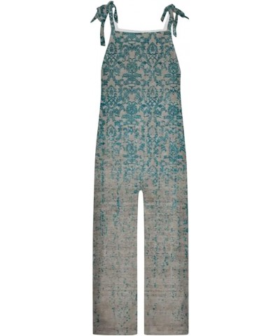 Overalls for Women Loose Fit Bohemian Baggy Stretchy Jumpsuits Rompers Floral Print Sleeveless Wide Leg Jumpsuits B04-grey $6...