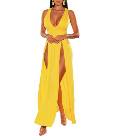 Women's Sexy Mesh Sheer Swimsuit Cover Ups Long Beach See Through Dress B-yellow $15.12 Swimsuits