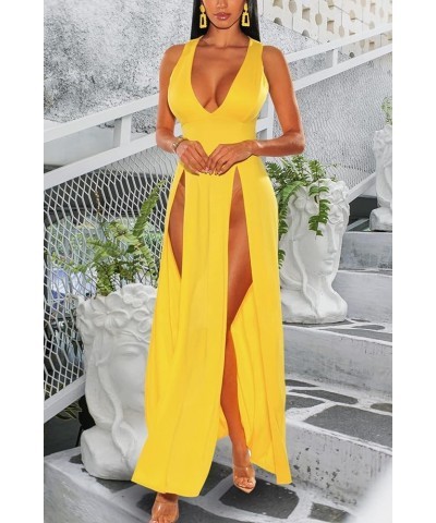 Women's Sexy Mesh Sheer Swimsuit Cover Ups Long Beach See Through Dress B-yellow $15.12 Swimsuits