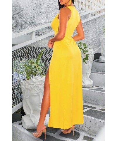 Women's Sexy Mesh Sheer Swimsuit Cover Ups Long Beach See Through Dress B-yellow $15.12 Swimsuits