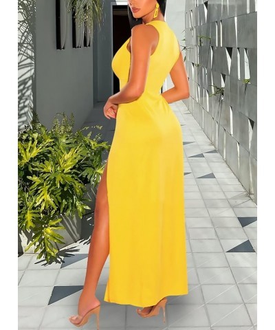 Women's Sexy Mesh Sheer Swimsuit Cover Ups Long Beach See Through Dress B-yellow $15.12 Swimsuits