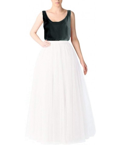 Womens Long Tutu Tulle Skirt PC02 Off-white $23.00 Skirts