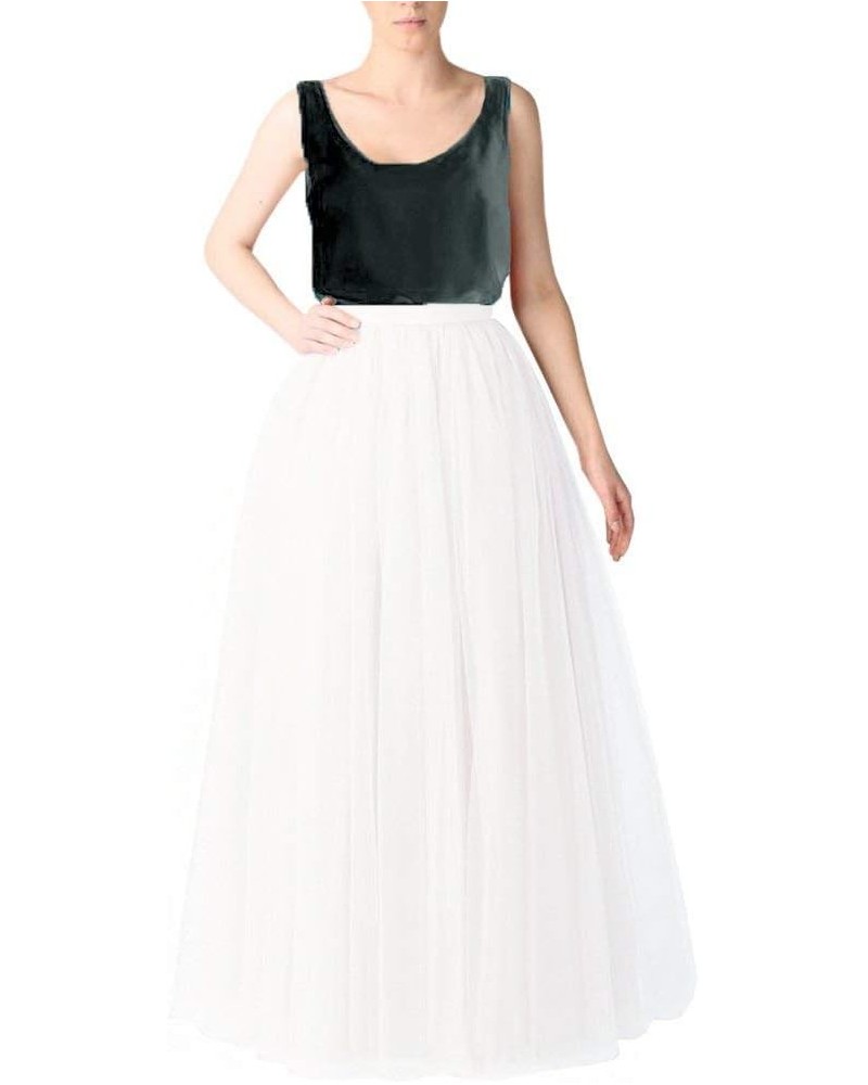 Womens Long Tutu Tulle Skirt PC02 Off-white $23.00 Skirts