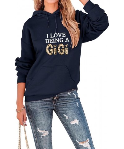 I Love Being A Gigi Hooded Sweatshirt Women Cute Leopard Gigi Graphic Hoodie Top Drawstring Pullover Hoody Shirt Navy $13.02 ...